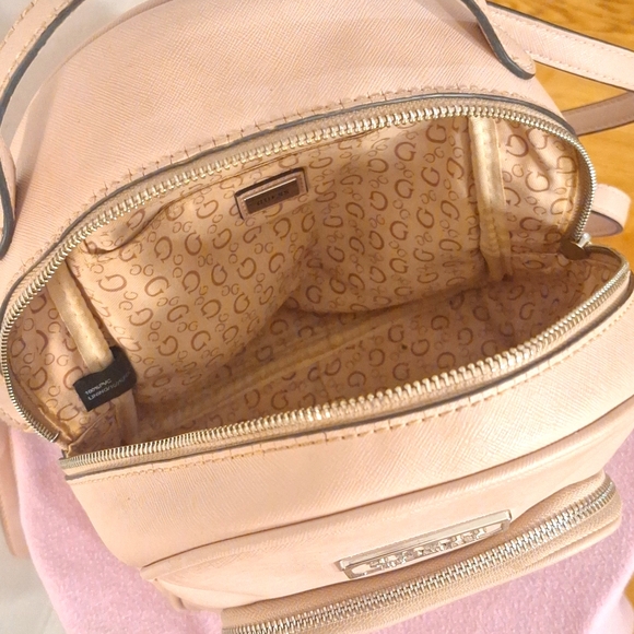 Women's Pink Guess Mini Backpack - Picture 6 of 8